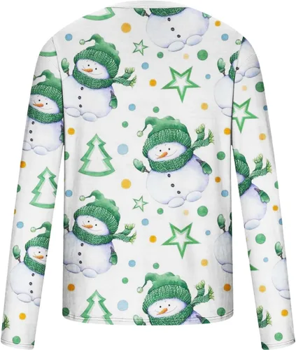 Vista 4 de Sudadera Cuello Redondo para Hombre Jersey Básico Navidad Camisetas Manga Larga Cuello Redondo Túnica Tops Sudaderas