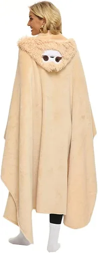 Vista 3 de Wearable Blanket Hoodie, Oversized Flannel Comfy Sweatshirt for Adults,Warm Cozy Hooded Body Blanket