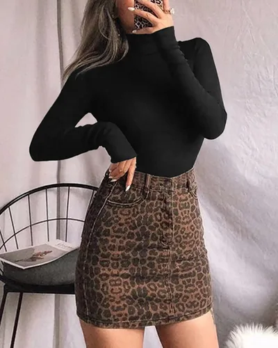 Vista 3 de MANGOPOP - Cuello de tortuga para mujeres Traje de cuerpo entero de manga larga