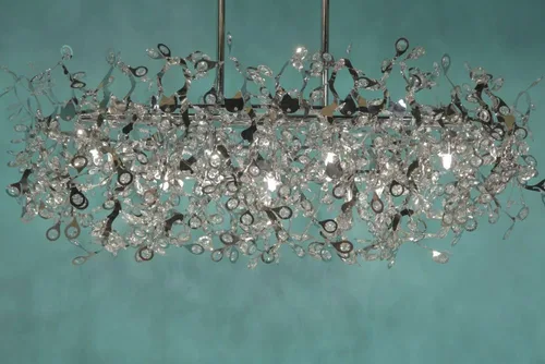 Vista 3 de Maxim Lighting Comet - Colgante de 7 luces Acabado cromado pulido Pantalla de vidrio Colgante de transición para cocinas y comedores