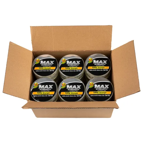 Vista 7 de Duck Max Strength - Cinta de embalaje transparente con dispensador, 6 rollos, 1.88 pulgadas x 22 yardas, transparente (284983) (paquete de 6)
