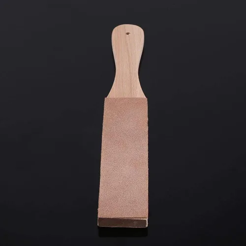 Vista 8 de Sacapuntas de cuero, doble cara, ancho, con mango de madera, bloque de cuero, multifuncional, para manualidades, pulido, afilado