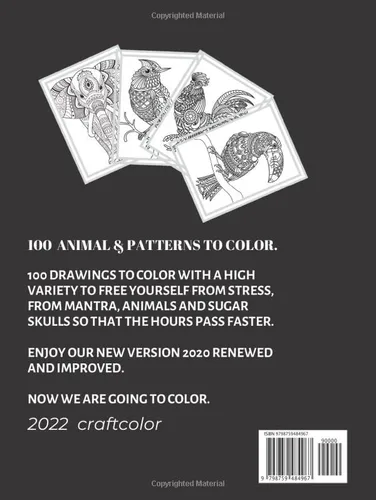 Vista 2 de Adult Coloring Book Stress Relieving Animals Designs 2020 EDITION