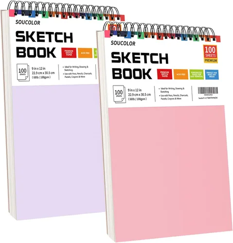 Vista 32 de Soucolor Suministros Escolares Cuaderno de bocetos de 9 x 12 pulgadas para profesor y estudiante de secundaria, paquete de 1 cuaderno de bocetos