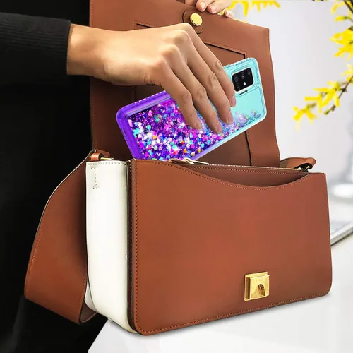 Vista 7 de STARSHOP Funda compatible con Samsung Galaxy A72 5G, con [protector de pantalla de vidrio templado incluido] Liquid Bling Sparkle Flotante Glitter