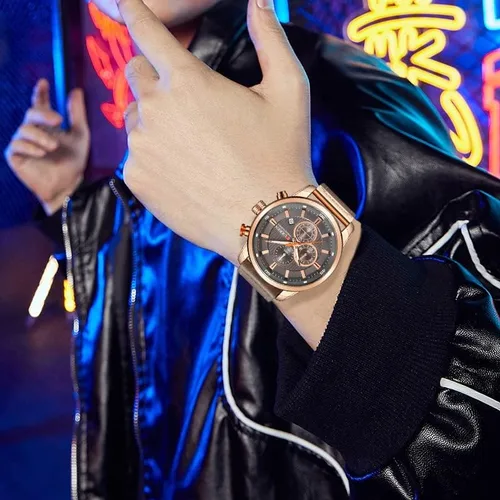 Vista 7 de FANMIS Reloj deportivo de cuarzo analógico militar para hombre, cronógrafo, clásico, casual, vestido de negocios, impermeable, reloj de pulsera