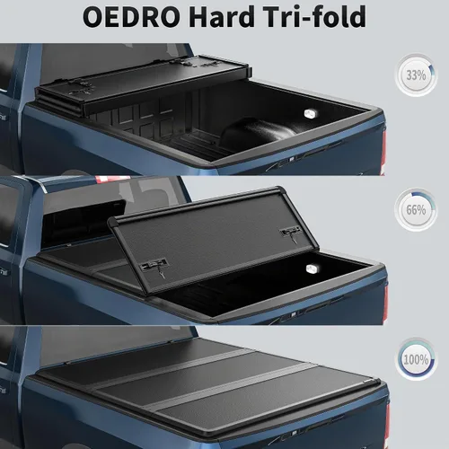 Vista 7 de OEDRO FRP Cubierta Tonneau Rígida de Triple Pliegue Compatible con Chevy Silverado 1500 y GMC Sierra 1500 2007-2013 Nuevo Estilo de Carrocería Cama