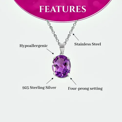 Vista 5 de SHOP LC DELIVERING JOY Birthstone Pendant Necklace for Women Jewelry 925 Sterling Silver Platinum Plated Size 20" Birthday Christmas Gifts for Women