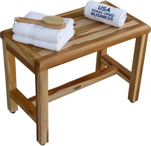 Vista 20 de EcoDecors Eleganto - Banco Taburete de ducha de madera de teca impermeable de 16 pulgadas de altura, color natural, silla de asiento para ducha