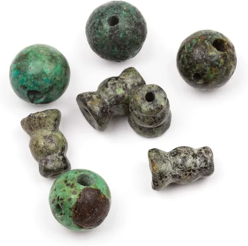 Vista 2 de Cherry Blossom Beads Piedra preciosa Mala Guru Bead – Turquesa africana – Tres agujeros 0.394 in redondo con torre de 0.276x0.394 in – Tres