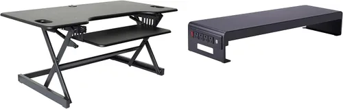 Vista 47 de Rocelco - Convertidor de escritorio para trabajar de pie con altura ajustable de 32 pulgadas - Estación de trabajo para computadora sentada o de pie