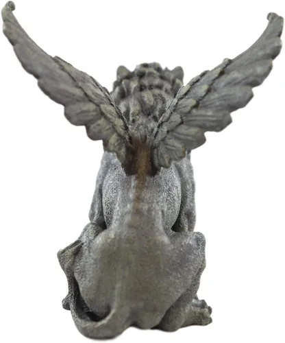 Vista 4 de Ebros Gift Estatua de gárgola de león rugiente alado gótico de 7 pulgadas de alto, símbolo de majestad realeza, poder dominio, macabro, mítico