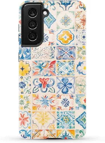 Vista 44 de Casely Funda para Galaxy S21 Here Comes The Sun Colorblock Sunset Diseño protector delgado esencial de doble capa Aquí viene el sol