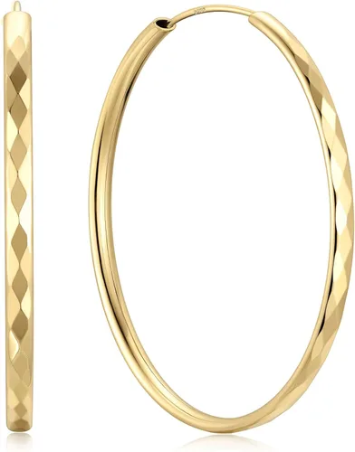 Vista 24 de ChicSilver Aretes de aro de plata de ley para mujer, aros de plata de ley 14k dorado