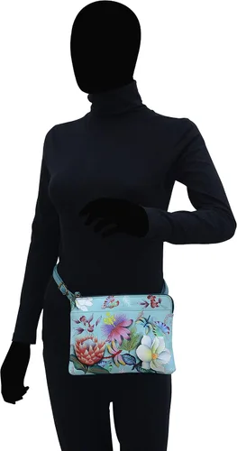 Vista 6 de Anuschka Clutch de cuero genuino de mujer tres en uno - exterior pintado a mano