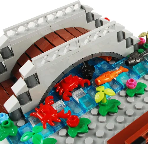 Vista 6 de BAENRCY Arch Bridge - Bloques de construcción para estanque, accesorios de fuente, juego de calles, kit de ladrillos de construcción, juego de Grande