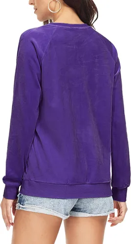 Vista 5 de TACVASEN Sudaderas de cuello redondo para mujer, de terciopelo, de manga larga, estilo casual, para leggings