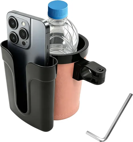 Vista 6 de Portavasos para bicicleta, soporte para botellas de agua para manillar de bicicleta con soporte para llaves de teléfono celular, jaula universal