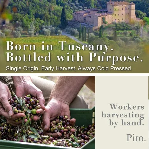 Vista 4 de Piro Aceite de oliva virgen extra prémium prensado en frío, cosecha temprana, recogido a mano, aceite de oliva italiano rico en polifenoles