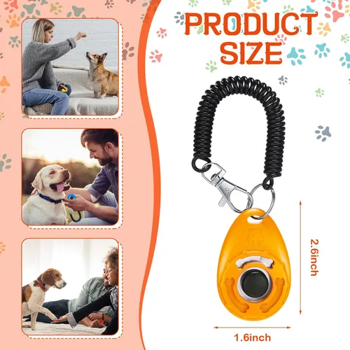 Vista 2 de Kigeli 30 unidades de clicker de entrenamiento de perros para mascotas con correa de muñeca para perro, gato, pájaro, suministros de entrenamiento