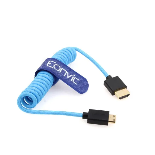 Vista 7 de 2.1 HDMI 8K HDMI macho a mini HDMI macho cable extensor de alta velocidad para monitor Canon Nikon Panasonic GH3 (negro en espiral 19.7 in)