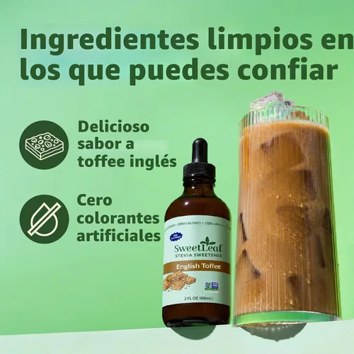 Vista 6 de SweetLeaf Stevia Drops Liquid Sweetener, English Toffee - 2 Fl Oz, 2 Pack