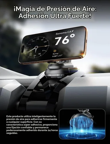 Vista 5 de XO Simple is Beauty - Soporte de teléfono para automóvil MagSafe, ultra magnético y fuerte succión ajustable de 360°, soporte de teléfono celular