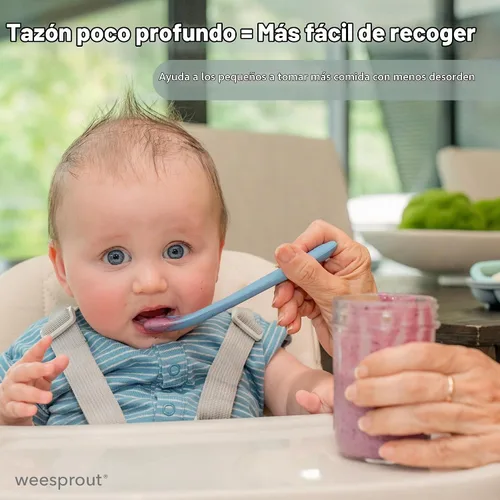Vista 6 de WeeSprout Cucharas de silicona para bebé, utensilios de alimentación infantil de primera etapa con punta suave, utensilios de cocina flexibles