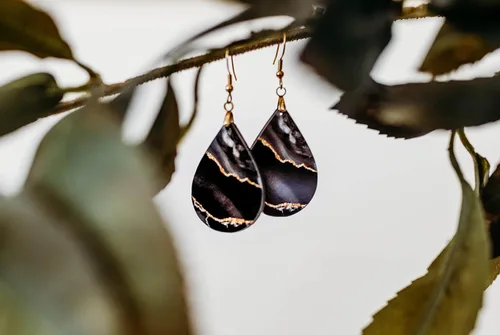 Vista 31 de Dangle Earrings for Women Colorful Dangling Drop Statement Jewelry Printed MDF Wood Teardrop Double Side Print Handmade by The Painted Pug