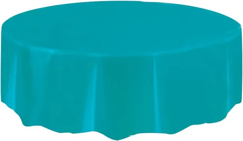 Vista 5 de Mantel redondo de plástico sólido negro (84 pulgadas), 1 unidad, diseño elegante y calidad premium, ideal para fiestas, eventos y uso diario