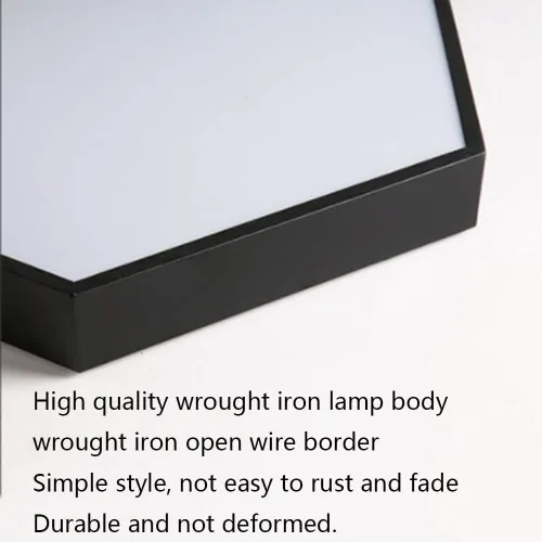 Vista 8 de Lámpara de techo LED regulable de montaje empotrado, luz de panel hexagonal simple, lámpara de techo moderna de montaje en superficie con control