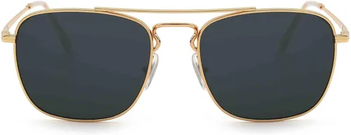 Vista 2 de JIM HALO Gafas de sol de aviador cuadradas retro de alta calidad lentes de vidrio planas de metal para hombres y mujeres
