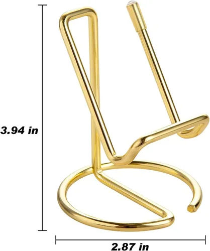 Vista 2 de Soporte para teléfono celular, soporte para tarjetas de visita, soporte para teléfono móvil, base de cable de metal para teléfono celular Dorado