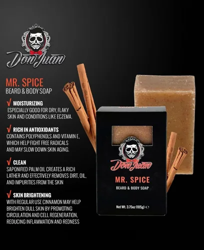 Vista 4 de Don Juan Mr. Spice Barra de jabón orgánico para barba de 3.75 onzas