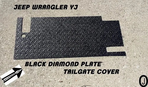 Vista 3 de Se adapta a Jeep Wrangler YJ cubierta de goma negra para puerta trasera de placa de diamante