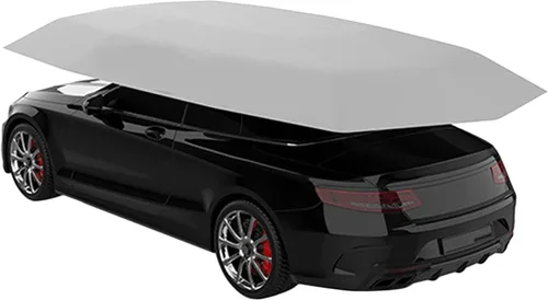 Vista 4 de 2 fundas universales para sombrilla para coche, tela impermeable UV, 13.8 x 6.9 ft, color plateado