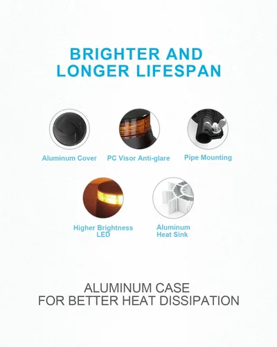 Vista 2 de Agrieyes Amber Beacon Luces Estroboscópicas LED de Emergencia - Luces de Advertencia de Seguridad de Montaje en Poste de 3.6 Pulgadas