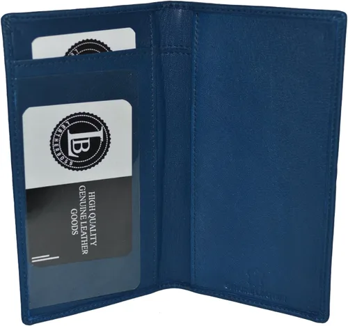 Vista 15 de Leatherboss - Funda de piel auténtica para chequera, Negro -, Cartera de viaje