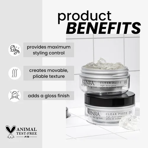 Vista 2 de Kenra Clear Paste 20 Estilizador de alto brillo Alta sujeción y control Texturizante Todo tipo de cabello