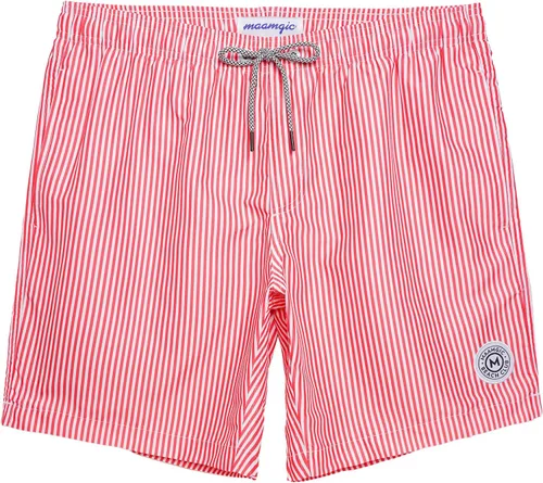 Vista 50 de maamgic Traje de baño para hombre, de secado rápido, con forro de malla, divertido traje de baño de 7 pulgadas Raya azul