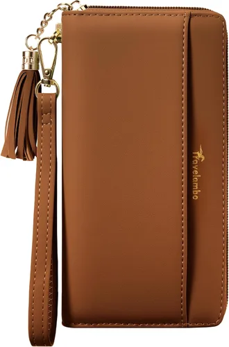 Vista 16 de Carteras con borla Travelambo para mujer, plegable, pulsera, cartera larga negro (A01 Black)