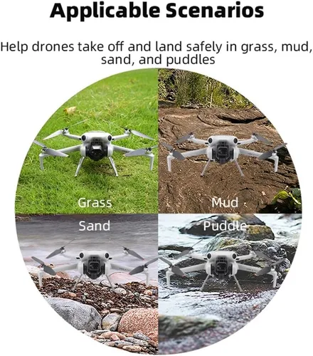 Vista 5 de Tren de aterrizaje plegable para DJI Mini 4 PRO Cámara Drone Anti-caída Gimbal Protector Heighten 0.984 in Extender Pierna Aviones Quadcopters gris