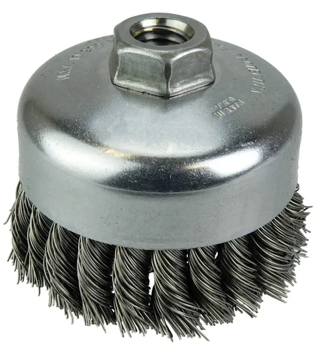 Vista 13 de Weiler 13286 Cepillo de alambre de alambre de una hilera de 2-3/4 pulgadas, relleno de acero de 0.020 pulgadas, tuerca UNC de 5/8"-11, fabricado