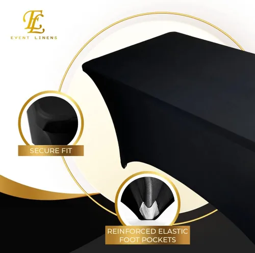 Vista 5 de Mantel rectangular de lino de elastano de 8 pies, funda ajustable para mesa plegable de 8 pies, ropa de cama de boda, paños de banquete, fundas