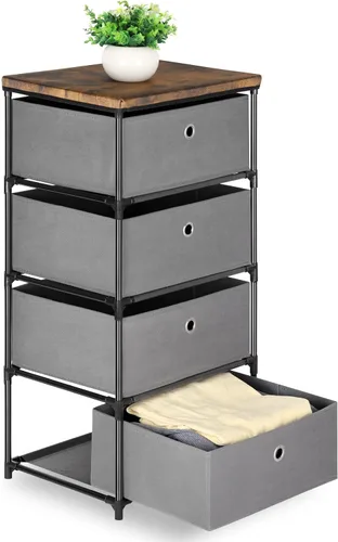 Vista 7 de HAITRAL Organizador de Cajones para Ropa, Cofre de Almacenamiento de Tela - Unidad Organizadora de Almacenamiento de 4 Cajones para Armario, Cómoda
