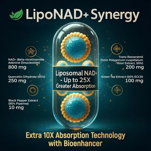 Vista 8 de Suplemento NAD+, 1,360 mg de fuerza máxima liposomal Resveratrol, quercetina, té verde Energía celular y envejecimiento saludable para hombres