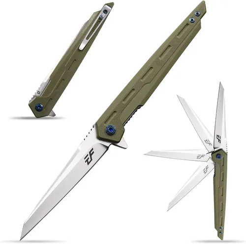 Vista 10 de Eafengrow EF948 Cuchillo plegable D2 hoja de acero + mango G10 cuchillo de camping al aire libre EDC cuchillos de herramientas (negro)
