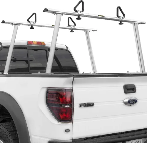 Vista 2 de Stark USA estante universal para camioneta extensible de aluminio, estante de escalera para camioneta pick up, para contratista, para tubos, sin