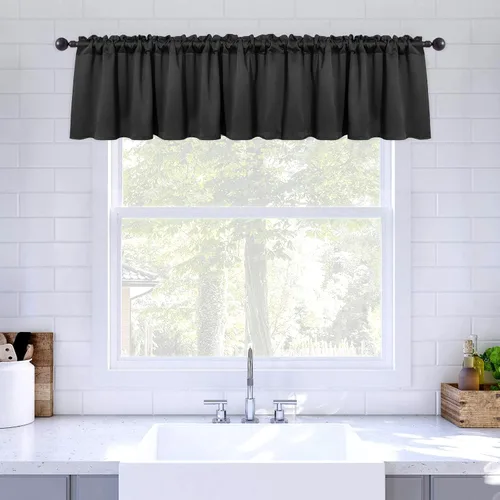 Vista 14 de MIULEE Cenefa opaca con bolsillo para cortinero, con aislamiento térmico, cortina corta para ventana pequeña y dormitorio, 42 x 18 pulgadas, 1 Beige