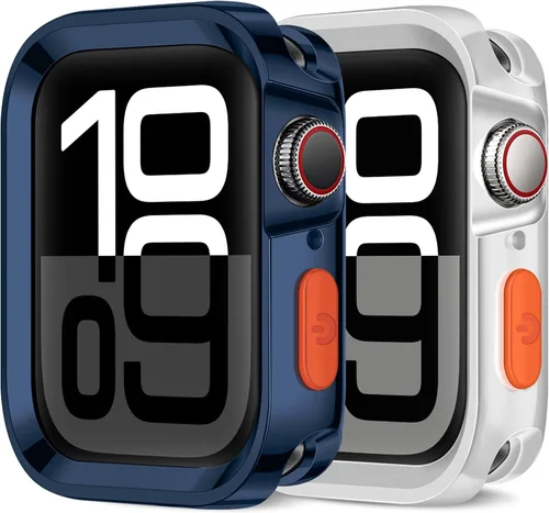 Vista 30 de Amizee 2 Pack Estuche Resistente Compatible con Apple Watch Serie 9/8/7 41mm SE 3/2/1 Serie 6/5/4 40mm, Funda Protectora Amortiguadora de TPU Blanda